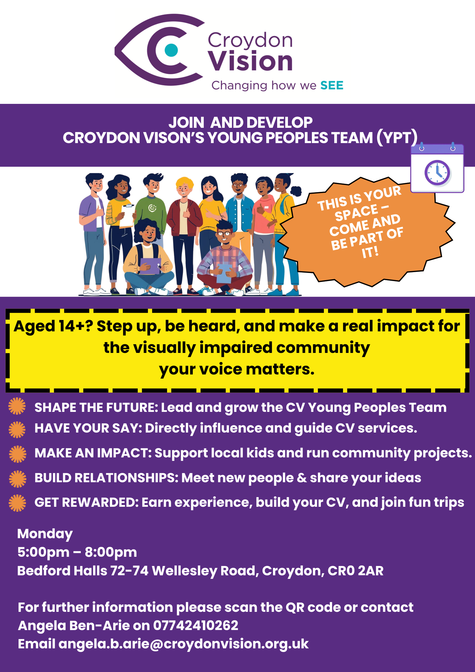 Poster for joining Croydon Vision's Young Peoples Team